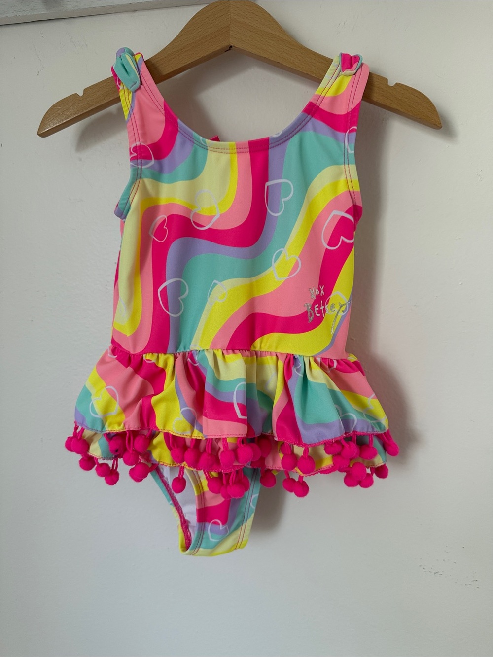 Betsy Johnson baby colorful Pom Pom swimsuit size 2T